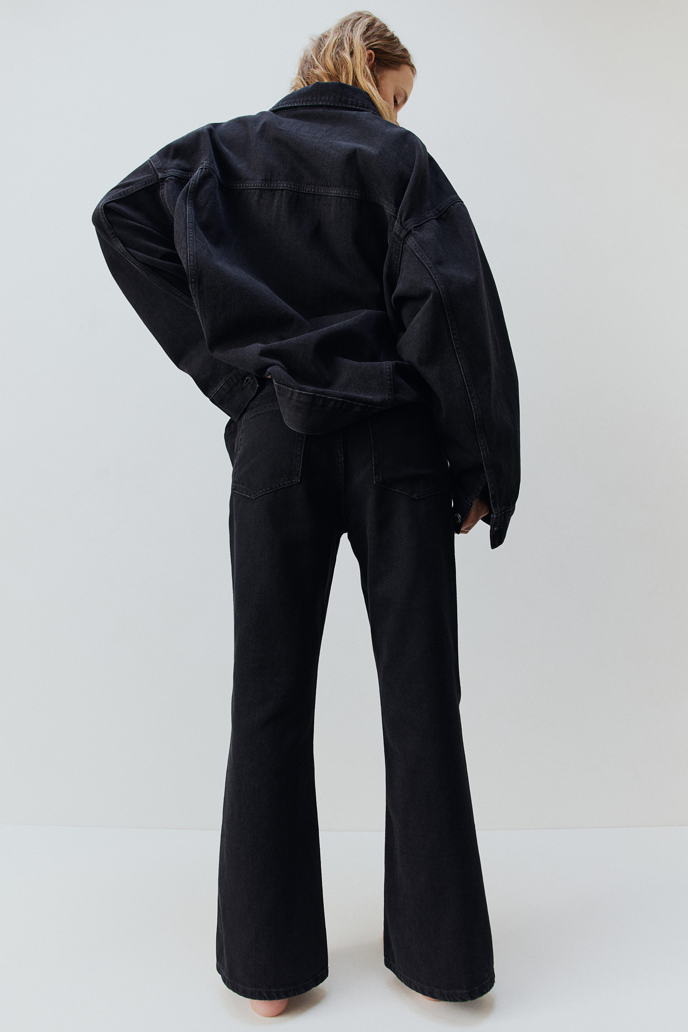 ジャケット・アウター HTH over denimjacket&tuck widedenimpants W-AVES Cropped hooded puffer jacket in denim｜ブルー