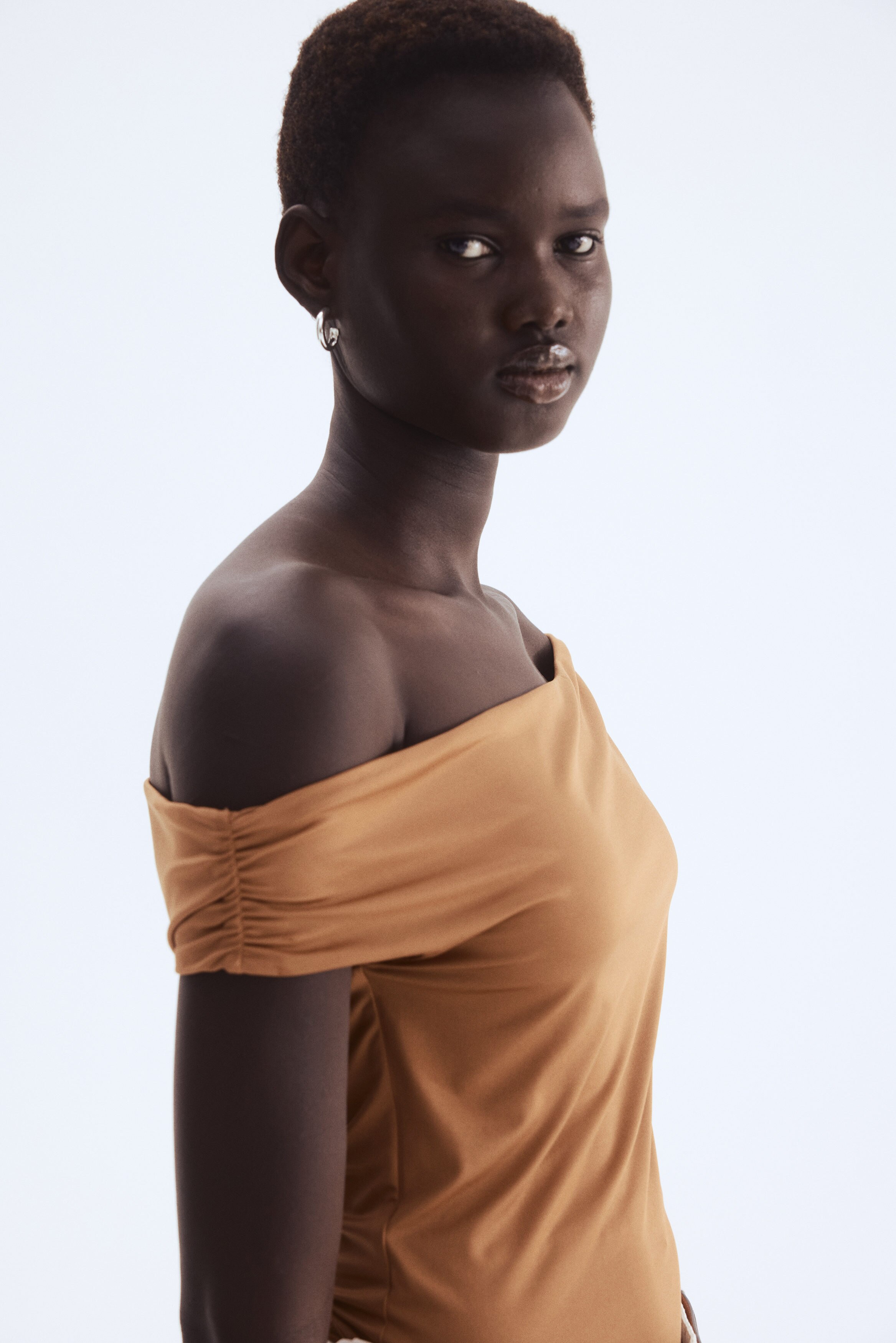 Draped off-the-shoulder top