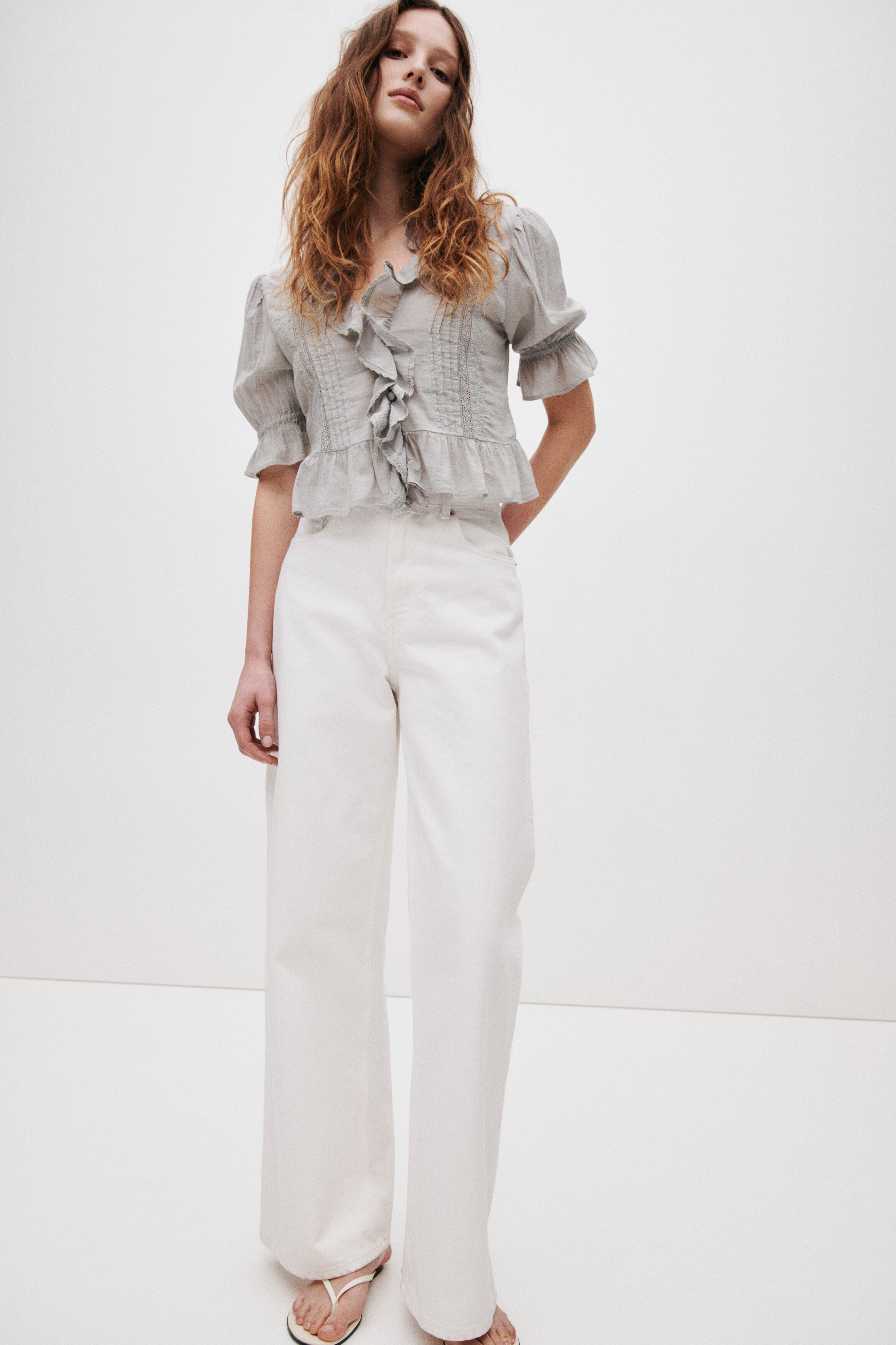 Frill-trimmed blouse
