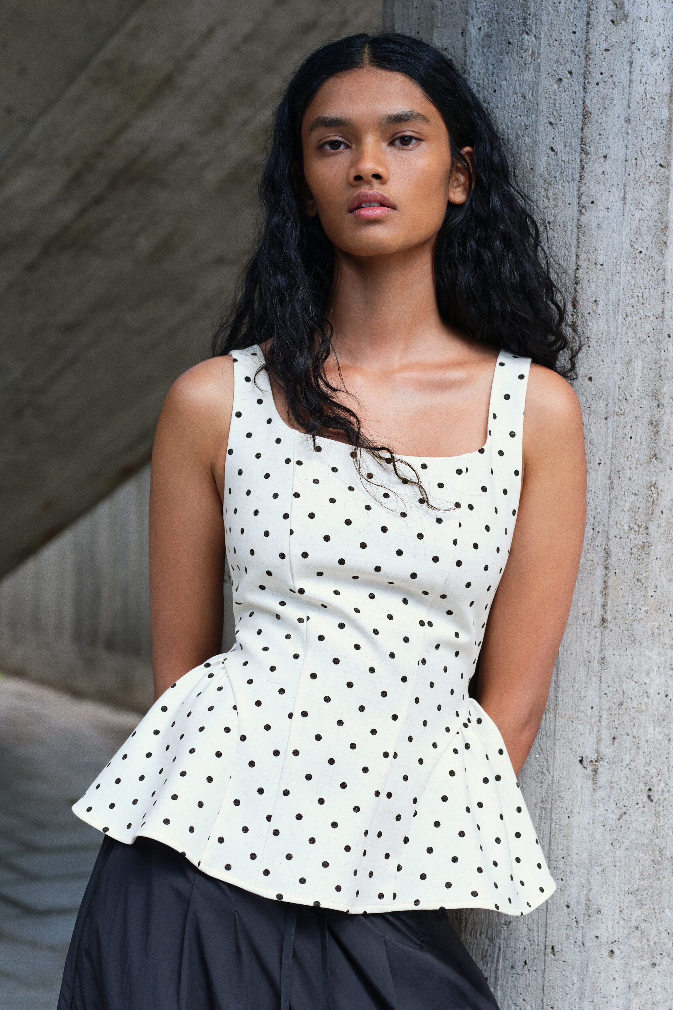 Square-neck peplum top