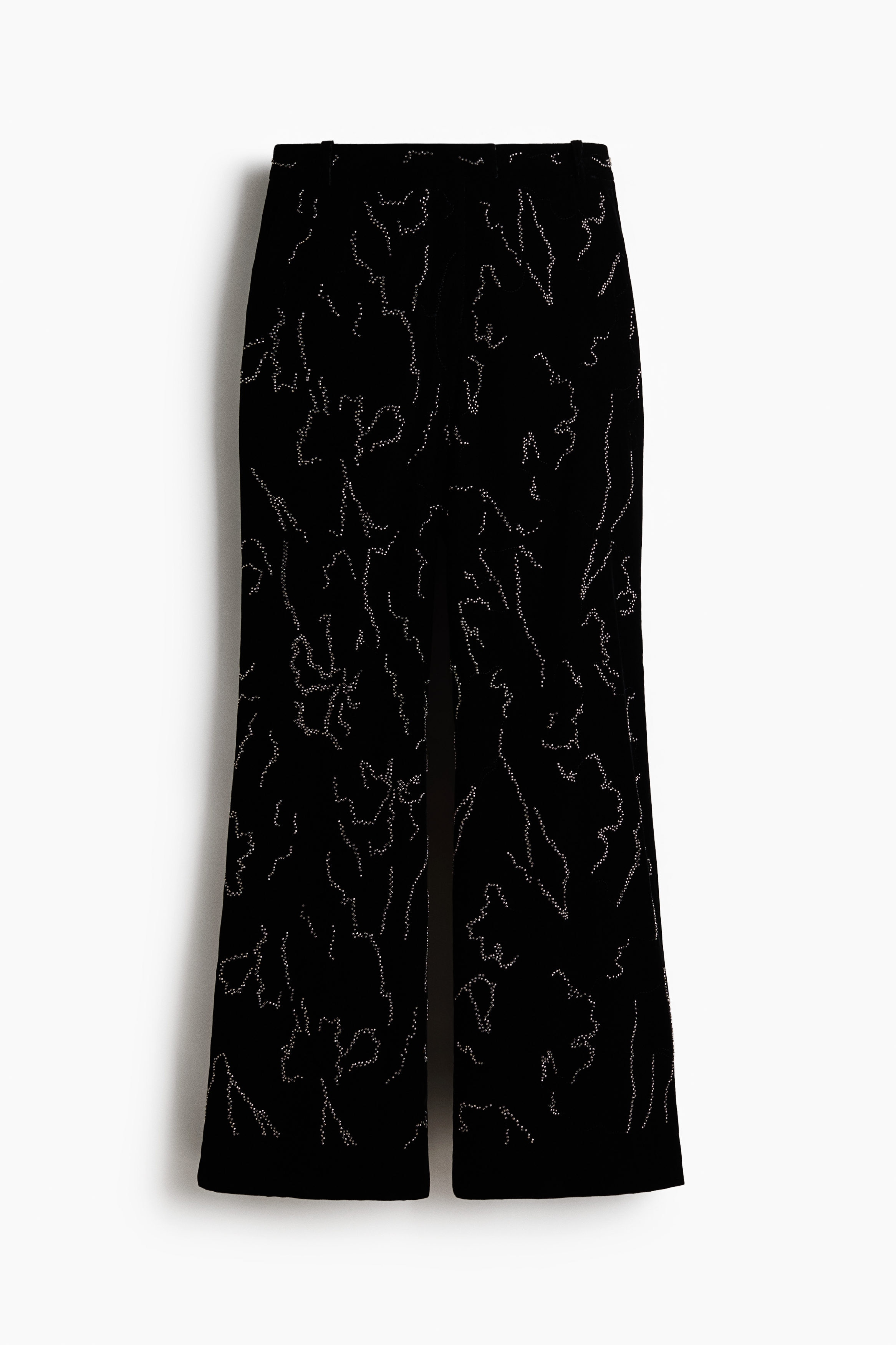 Embroidered velvet trousers