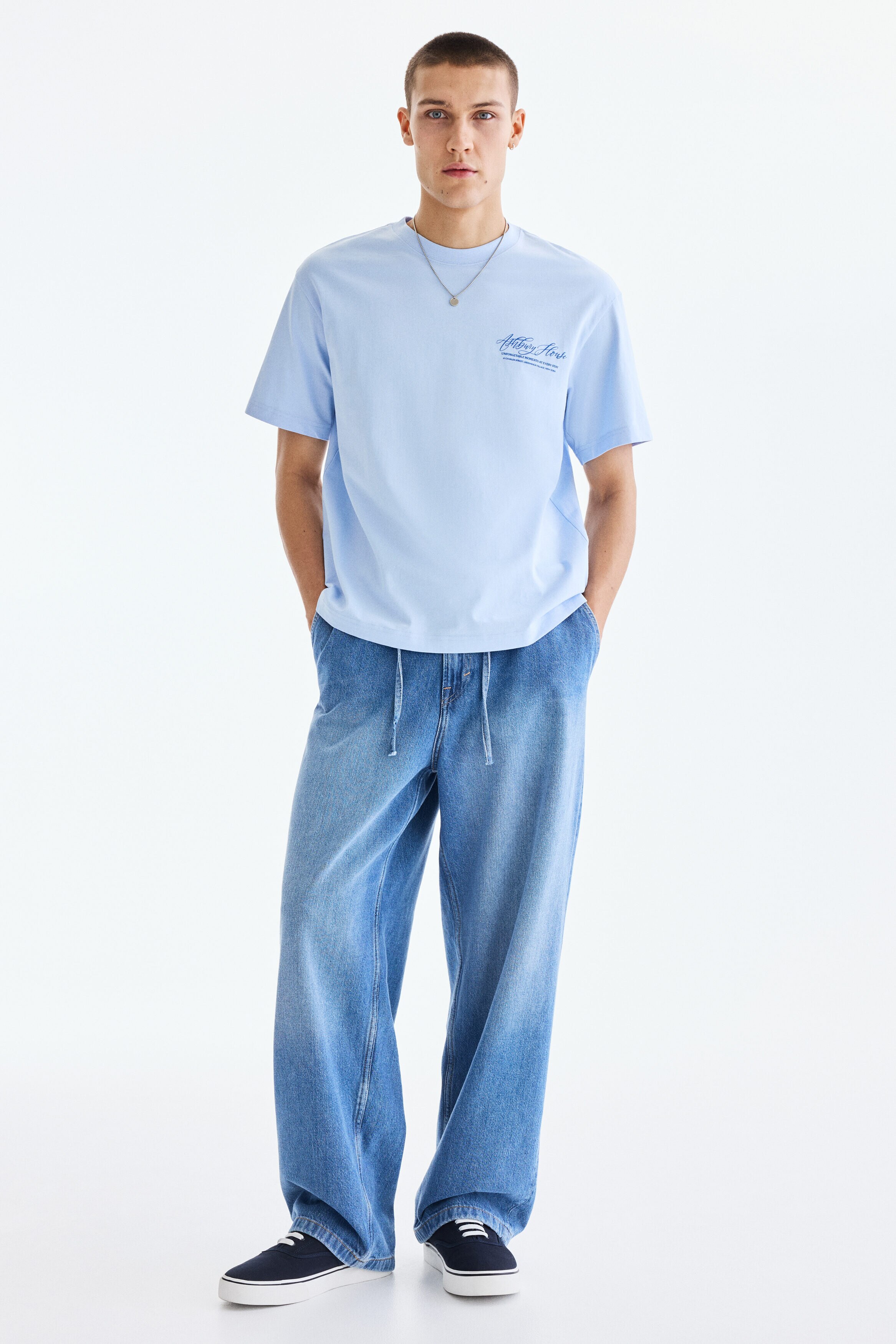 トップス House on the Hill S/S Tee (Sky Blue)100 Loose Fit Printed T-shirt