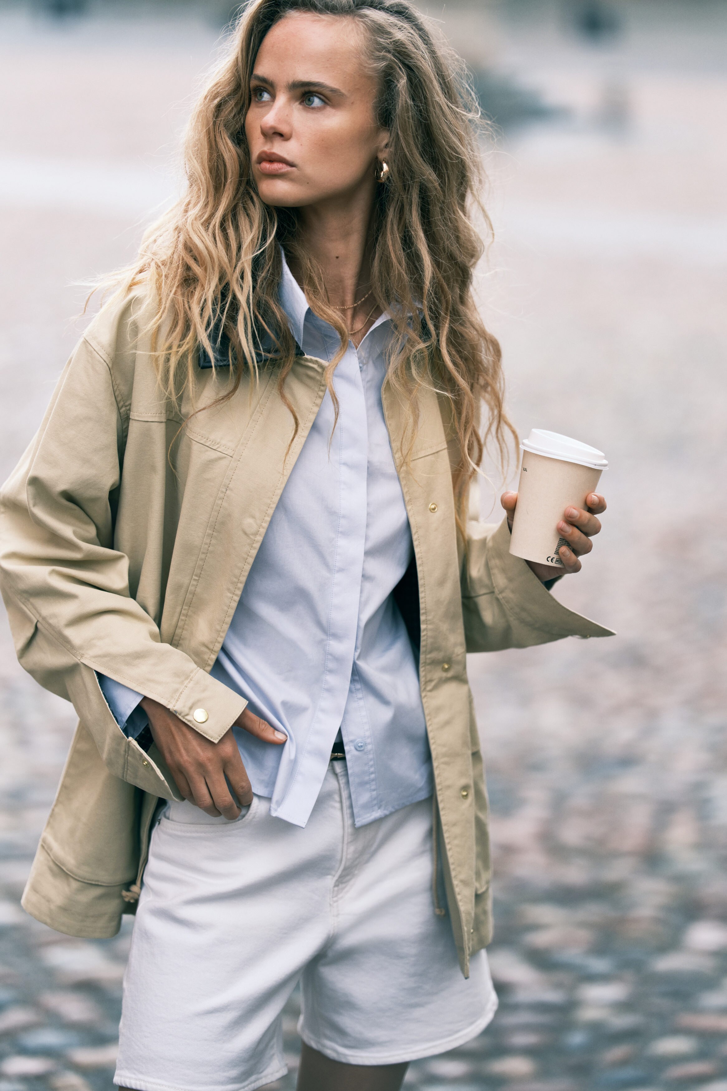 ジャケット・アウター Collarless Twill Jacket Coated-collar twill jacket