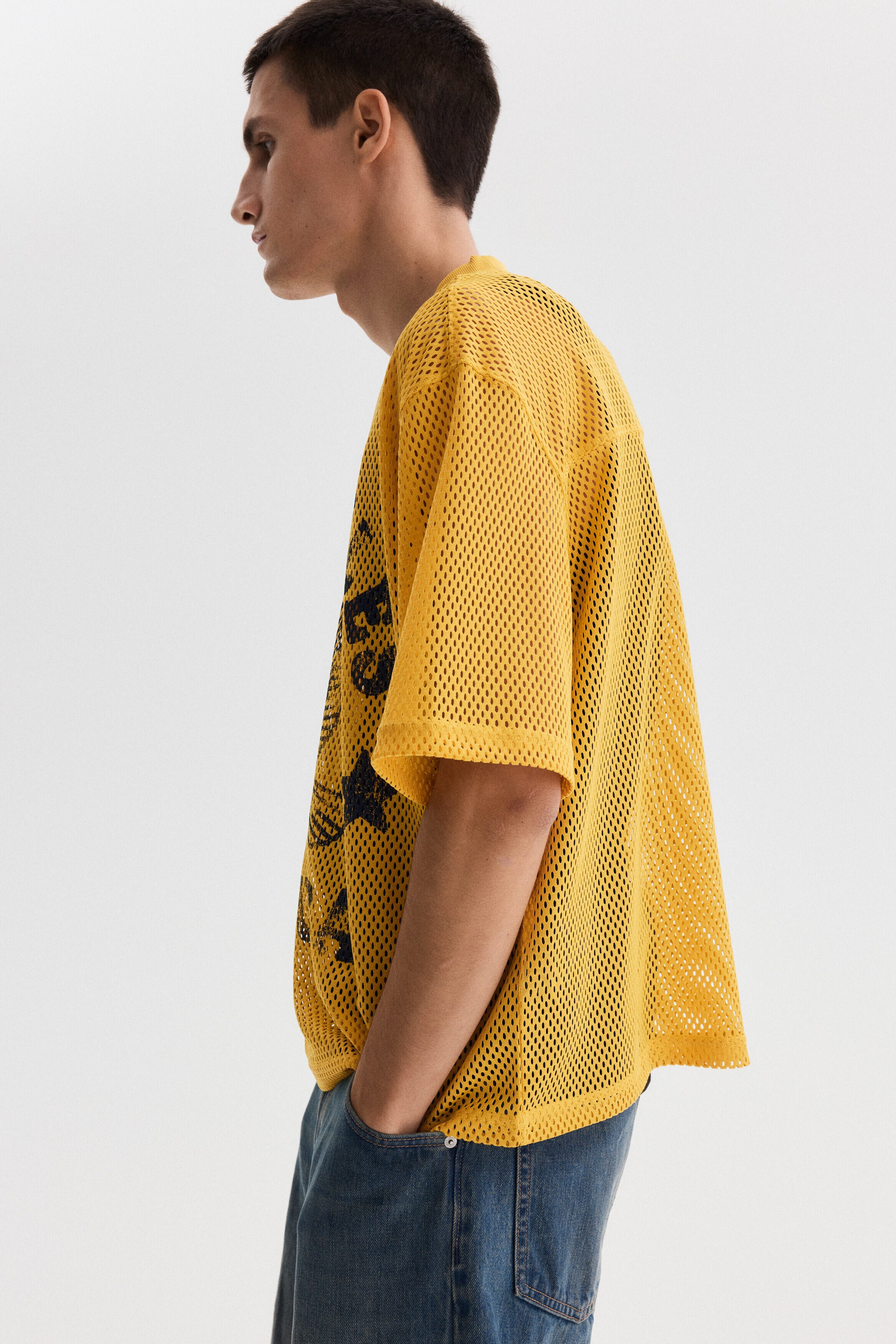 Oversized Fit Printed mesh t-shirt