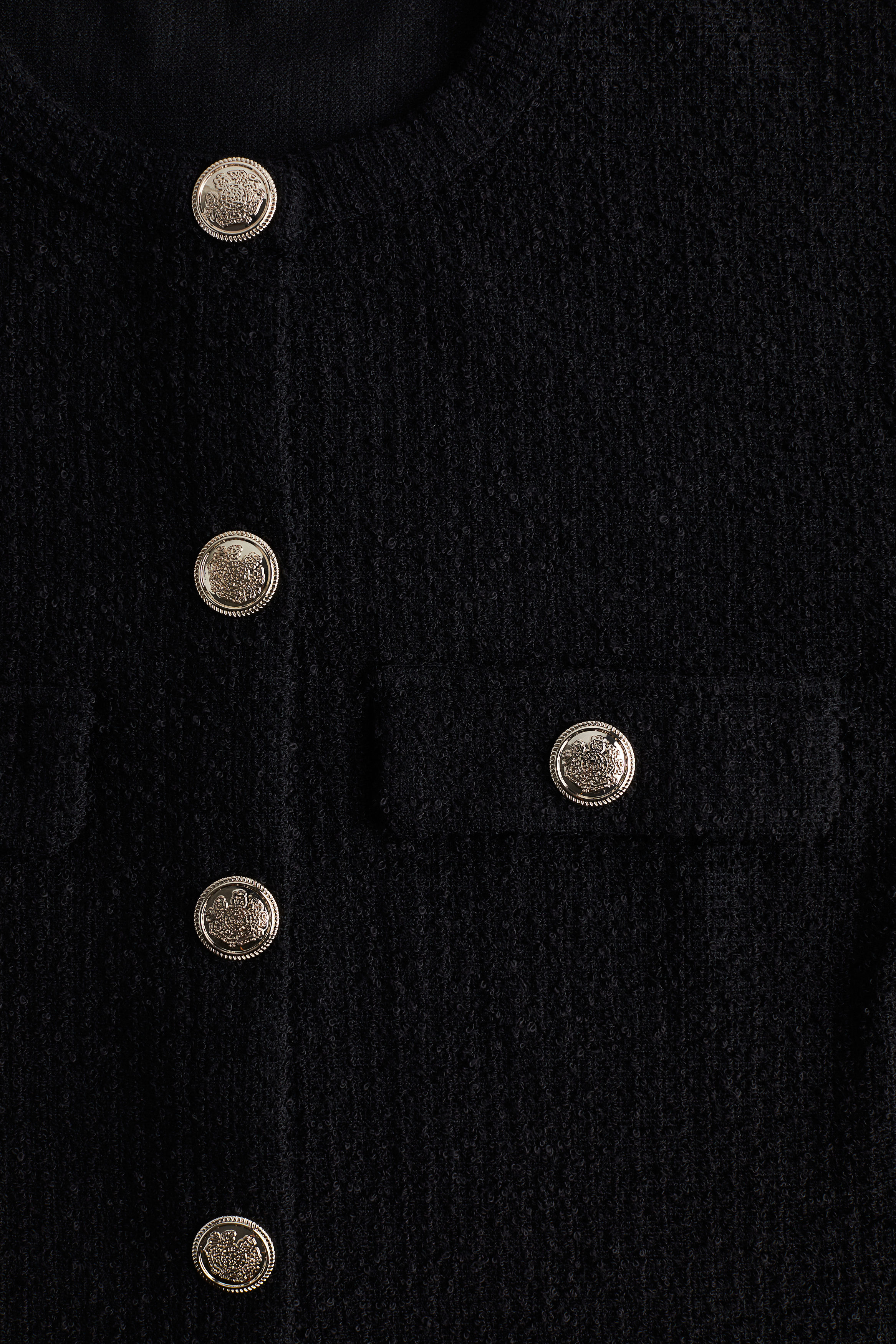 Short-sleeved bouclé cardigan
