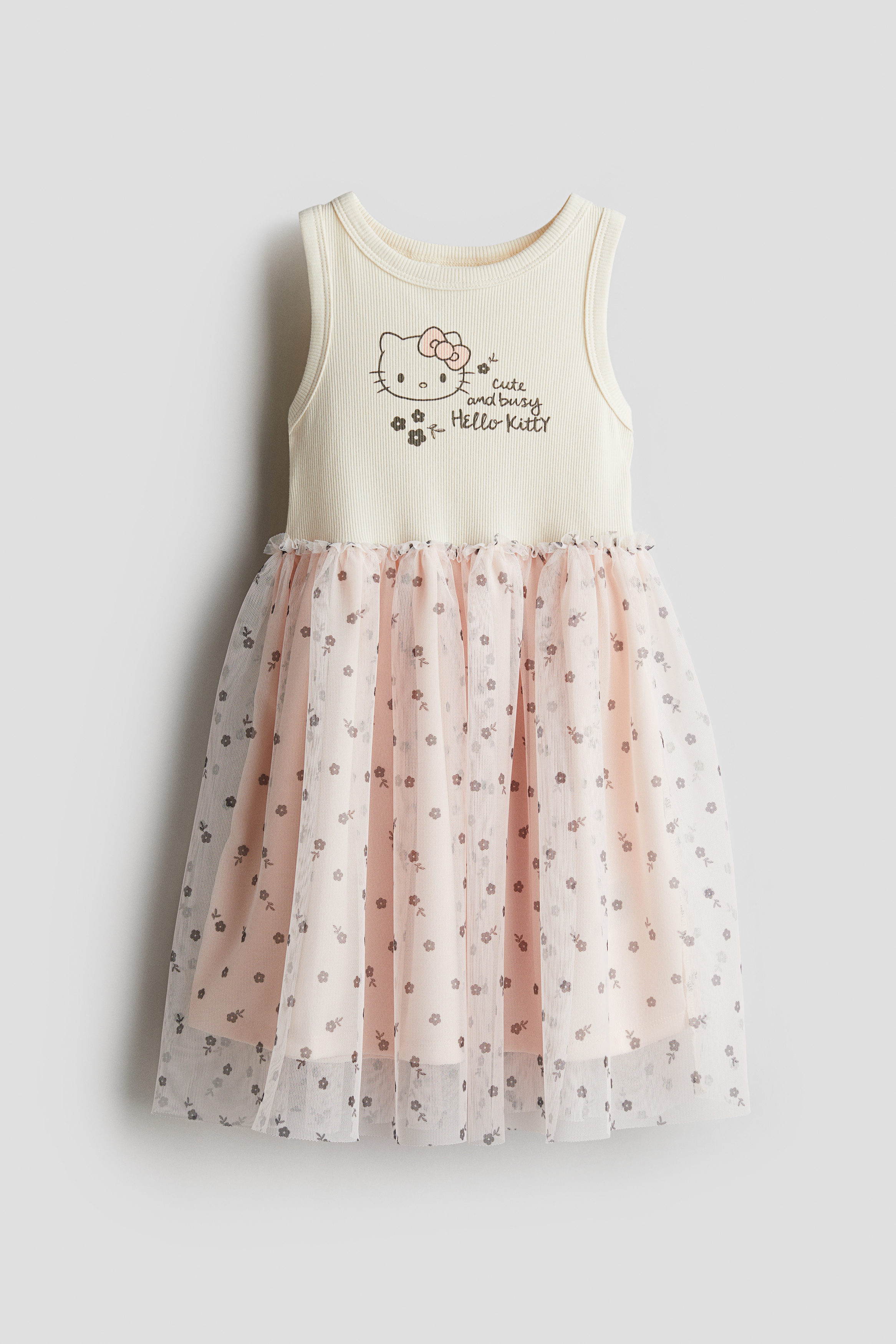 Printed tulle-skirt dress