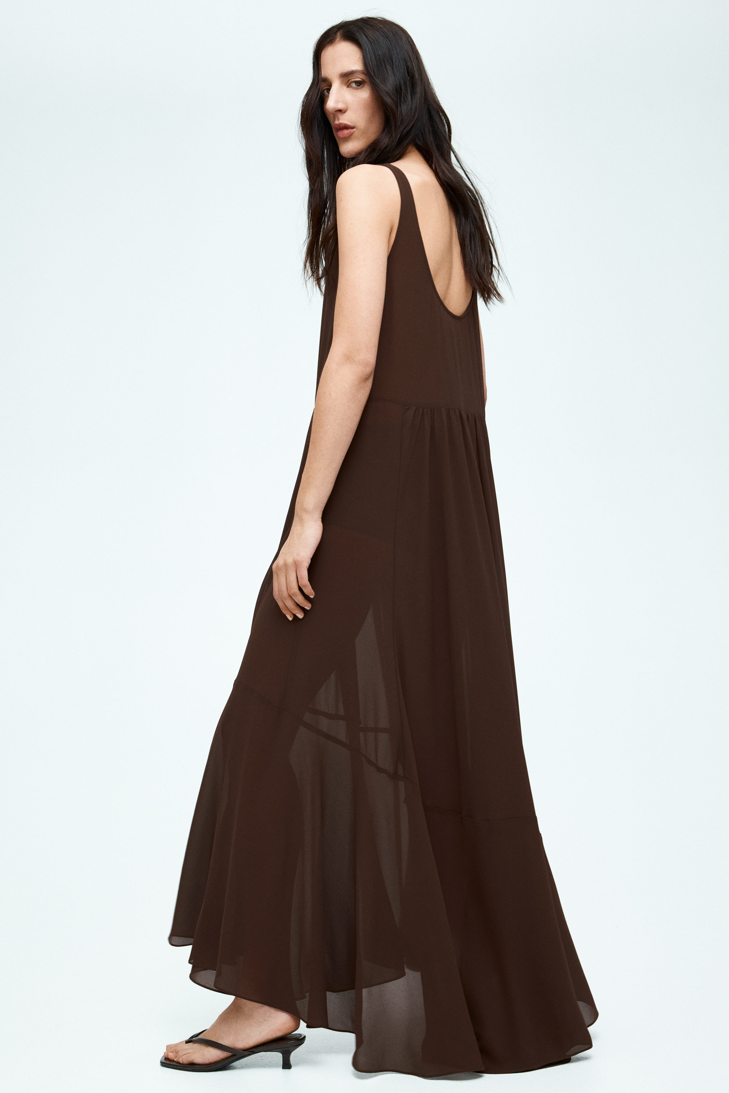 chinese dress ladies Chiffon Maxi Dress Marigolds, Orange