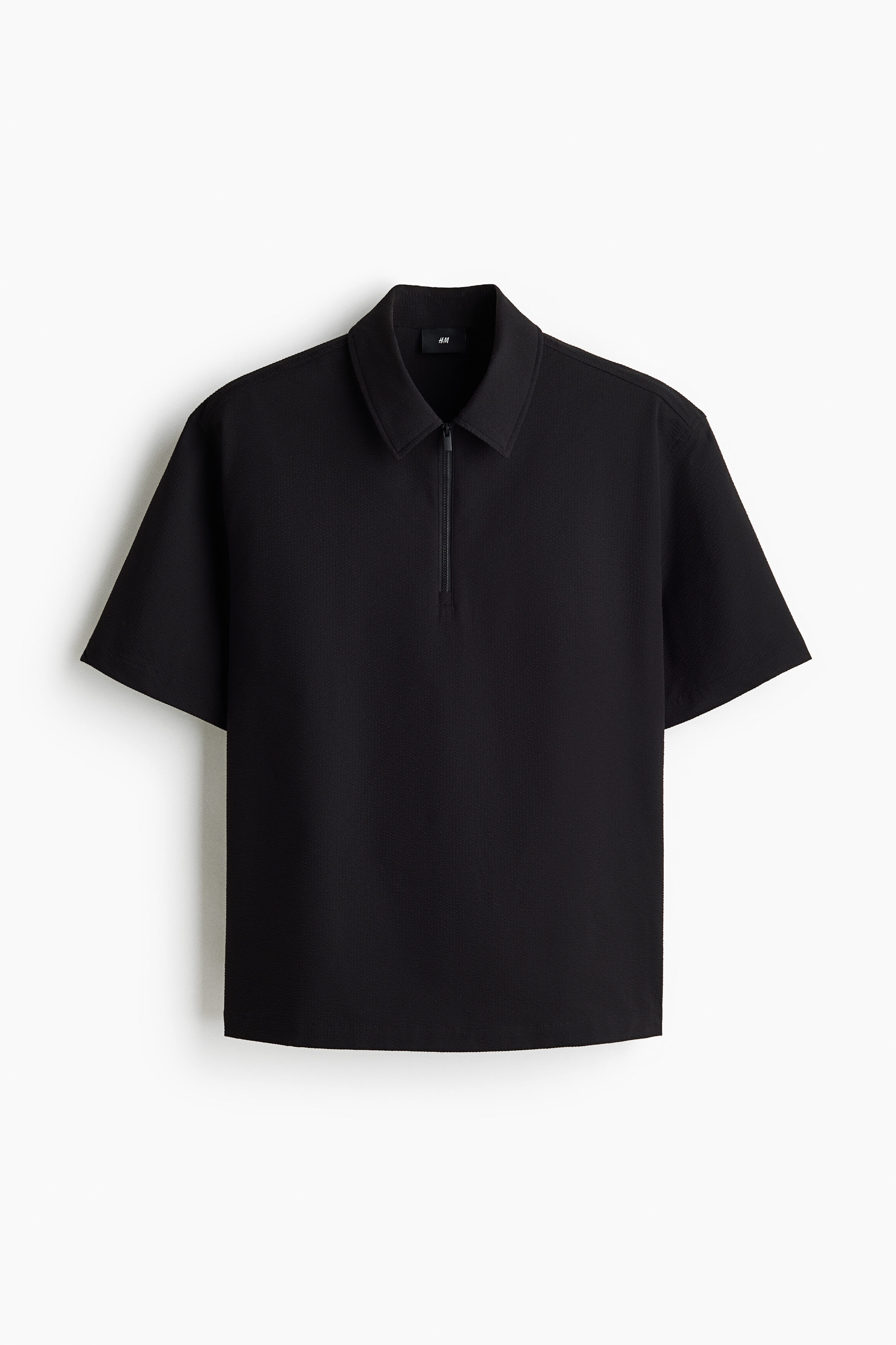 Loose Fit Half-zip seersucker polo shirt